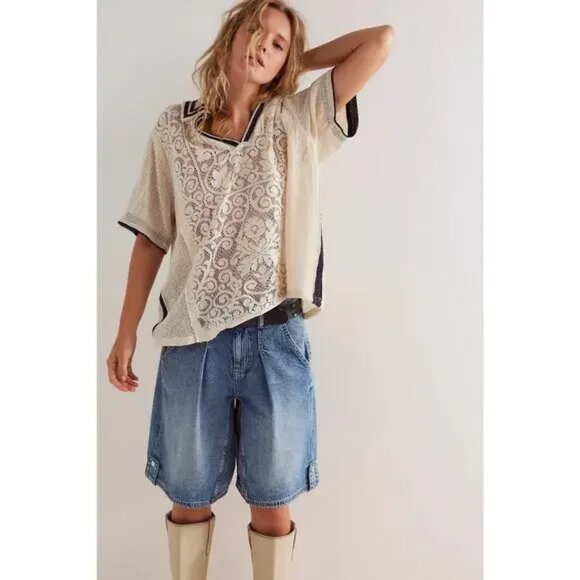 We The Free Tops - 031 FP We The Free Feeling Sporty Lace Tee Ivory As Mock NWOT Size Medium